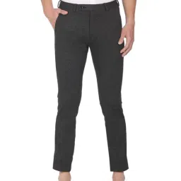 Arrow Black Regular Fit Self Pattern Flat front trousers-image-1