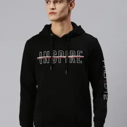SHOWOFF Black Cotton Slim Fit Printed Hooded SweatShirt-picture-43