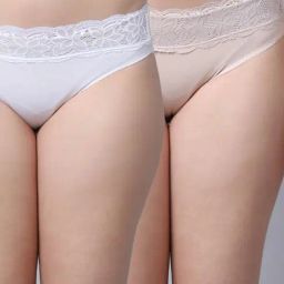 Gracit White & Skin Cotton Lace Work Panties - Pack Of 2-34
