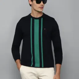 Louis Philippe Black Cotton Regular Fit Striped Sweatshirt-picture-45