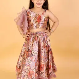 Lil Drama Kids Pink Floral Print Lehenga with Choli-image-68