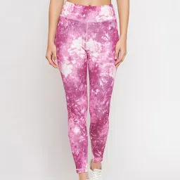 Clovia Pink Printed Sports Tights-image-28