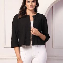 Style Quotient Black Self Shrug-34