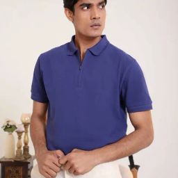 SUBTRACT Indigo Purple Regular Fit Cotton Polo T-Shirt-image-35