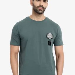 Rare Rabbit Teal Regular Fit Graphic T-Shirt-image-21