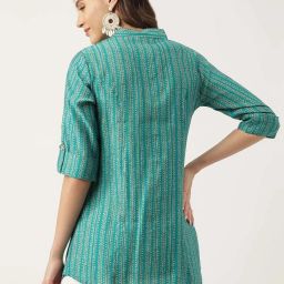 Divena Teal Green Printed Shirt image 2