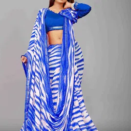 Flip The Style Colourblocked Pure Georgette Block Print Saree image 2