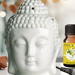 PEEPALCOMM White Textured Buddha Aroma Oil Diffuser 10ml Each-0