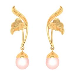 P.C. Chandra Jewellers 22k Gold Leaf Themed Designed With Beads Dangler Earrings-image-46