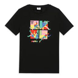 Puma Boys Black Curious Explorers Youth Printed Regular Fit T-Shirt-45