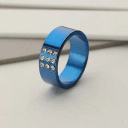 Bold by Priyaasi Blue AD Studded Band Style Ring for Men-image-19