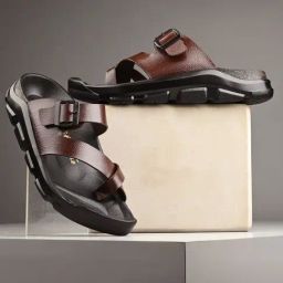 Hoversole Men's CROSSBOW Brown Cross Strap Sandals-picture-40