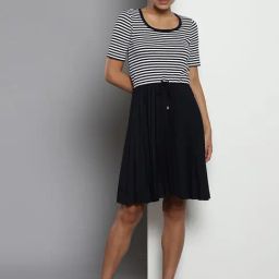 TOMMY HILFIGER Navy & White Striped A Line Dress-picture-36
