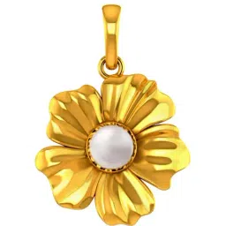 P.C. Chandra Jewellers 18k Yellow Gold Pendant with A Five-petal Floral Design for Women & Girls-image-5
