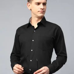 Hancock Black Cotton Slim Fit Formal Shirts-image-47
