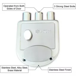 Atom Stainless Steel Silver Glossy Finish Deadbolt Lock, ML003-SS-OSK image 2