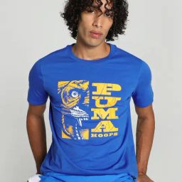 Puma THE BLUEPRINT SUPPORTING ACT Blue Cotton Regular Fit Printed Sports T-Shirt-image-64