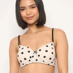 Clovia Beige Regular Fit Polka Dot Bra-image-78