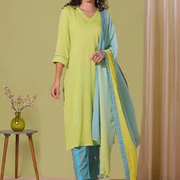 Moda Rapido Straight Kurta With Trousers & Dupatta-picture-43