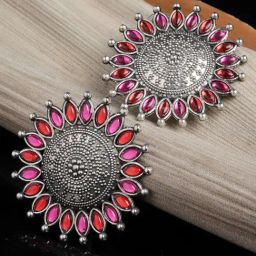 Panash Circular German Silver Stud Earrings-40