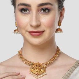Karatcart Laxmi Mata Design Temple Jewellery Set for Women-image-12