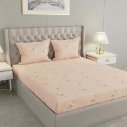 Raymond Home Shubham Pink 120 TC Cotton King Bedsheet with 2 Pillow Covers-image-76