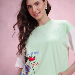DressBerry Snow White Print Drop-Sleeves Pure Cotton Oversized T-shirt-image-64