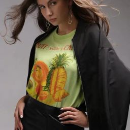 Vero Moda Lime Green Cotton Graphic Print T-Shirt-image-30