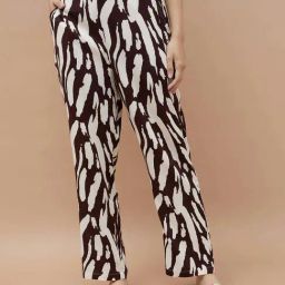 Fame Forever By Lifestyle Dark Brown Regular Fit Printed Trousers-picture-11