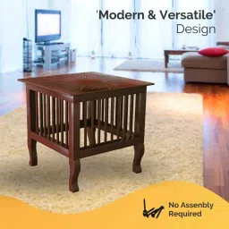 Furnifry Wood Rectangle Floor Mounted Polished Multipurpose Stool Walnut Brown-image-74