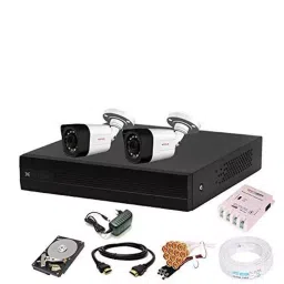 CP Plus 2.4MP 2 Pcs White Black Camera 4 Channel DVR & Hard Disk Kit with Accessories 4CHDVR-2B-02-26