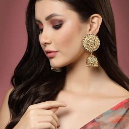 Panash Gold Plated Circular Jhumki Earrings-21