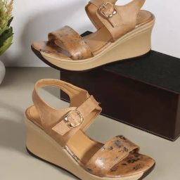 Carlton London Women's Khaki Ankle Strap Wedges-picture-0