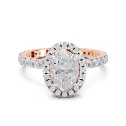Sparkles 14k (585) Rose Gold Lab Grown Diamond 1.66 CT Oval Shape Halo Ring-picture-34