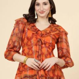 Melon by PlusS Orange Printed Top-image-8