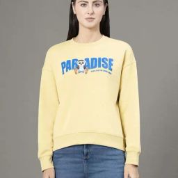 Red Tape Yellow Loose Fit Printed Sweatshirt-image-53