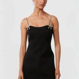 Forever New Black Plain A-Line Dress with Bows-image-50
