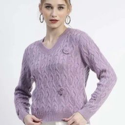 MADAME Purple Embroidered Sewater-image-103