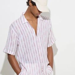 Nuon by Westside Pink Stripe Printed Relaxed-Fit Shirt-image-23
