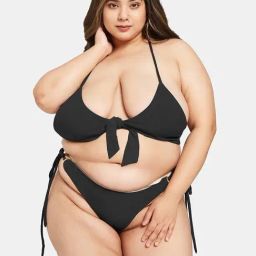 Secrets By ZeroKaata Black Plain Swimwear Bra Panty Set-image-99