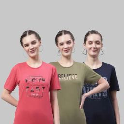 Vimal Jonney Pink & Green Cotton Printed Sports T-Shirt - Pack Of 3-image-95