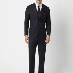 Van Heusen Navy Slim Fit Texture Four Piece Suits-image-65