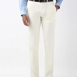 Peter England Beige Slim Fit Trousers-image-32