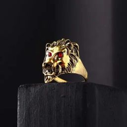 Bold By Priyaasi Royal Elegance Lion Face Gold Plated Ring-18