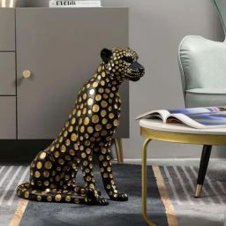 Smokey Cocktail Gold Resin Fortune Leopard Figurine-image-21