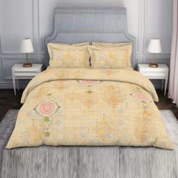 Spaces Pattern Art Beige Cotton Viscose 138 TC Double Bedsheet with 2 Pillow Covers-image-56