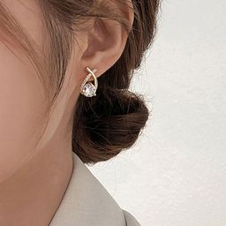 PolluxCraft Korean Gold-Plated Artificial Stones Studded Teardrop Shaped Studs-picture-38