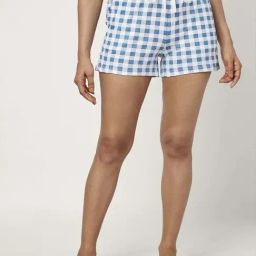Dreamz by Pantaloons Blue White Cotton Chequered Shorts-image-32