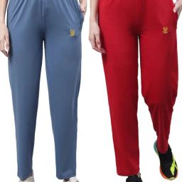 Vimal Jonney Blue & Red Cotton Track Pants - Pack Of 2-image-85