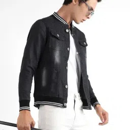 Campus Sutra Black Cotton Regular Fit Denim Jacket-picture-12